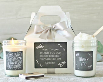 Teacher Gift / Personalized Teacher Gift / Thank you Gift / The influence of a great teacher can never be erased / Spa Gift Set / Soy Candle
