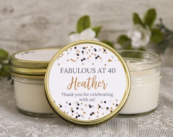 Confetti Birthday Party Favor / Personalized 4oz candle favors / 40th Birthday / 50th Birthday / 30th Birthday / Custom Party Favor