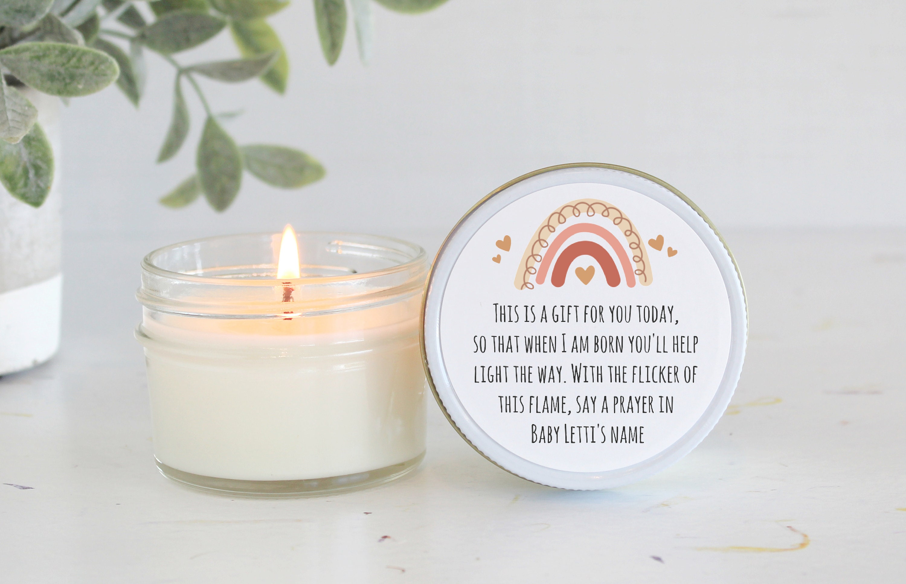 Boho Rainbow Baby Shower Favors / Prayer Candle Favors / Custom Baby ...