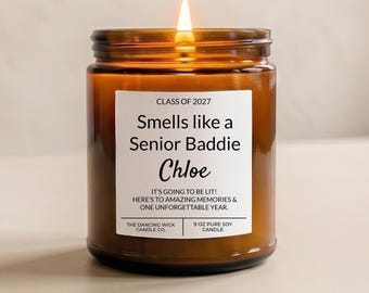 Senior Year Baddie Class of 2027 Gift | Personalized Candle | First Day of Senior Year Goodluck Gift For Daughter Son | Back to School