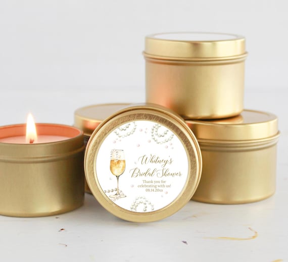 Pearls and Prosecco Favors / Set of 10 Bulk Candle Favors / Bridal Shower / Baby Shower / Gifts for Guest / Personalized / Champagne