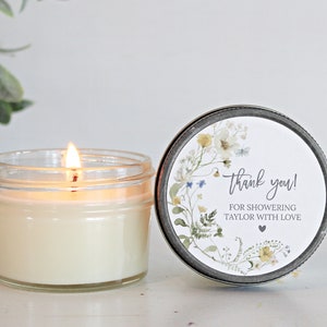 Wildflower Bridal Shower Favor Candles / Personalized 4 Oz. Soy Candle ...