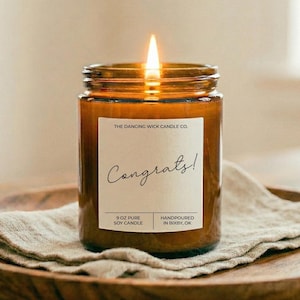 Congrats Candle | Personalized Congratulations Gift | Graduation, Promotion, Engagement, New Home | Scented Soy Candle image 1