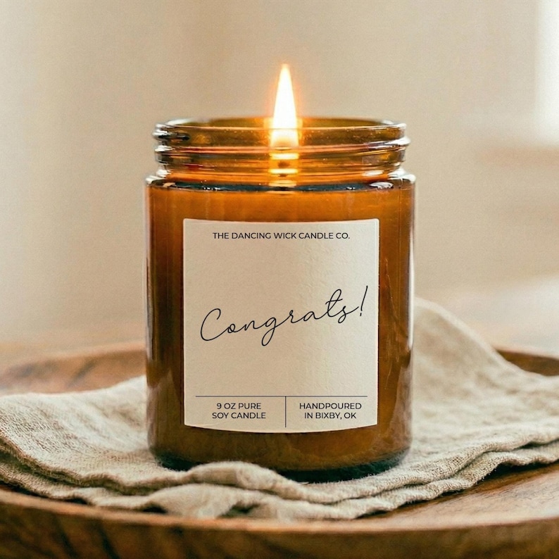 Congrats Candle | Personalized Congratulations Gift | Graduation, Promotion, Engagement, New Home | Scented Soy Candle image 1