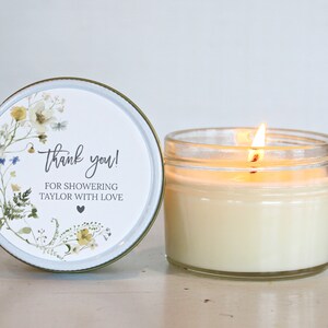 Wildflower Bridal Shower Favor Candles / Personalized 4 Oz. Soy Candle ...