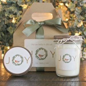 Holiday Spa Gift Set / Christmas Candle Gift Set / Joy Spa Gift Set / Christmas Wreath / Winter Bird Personalized Christmas Gift /