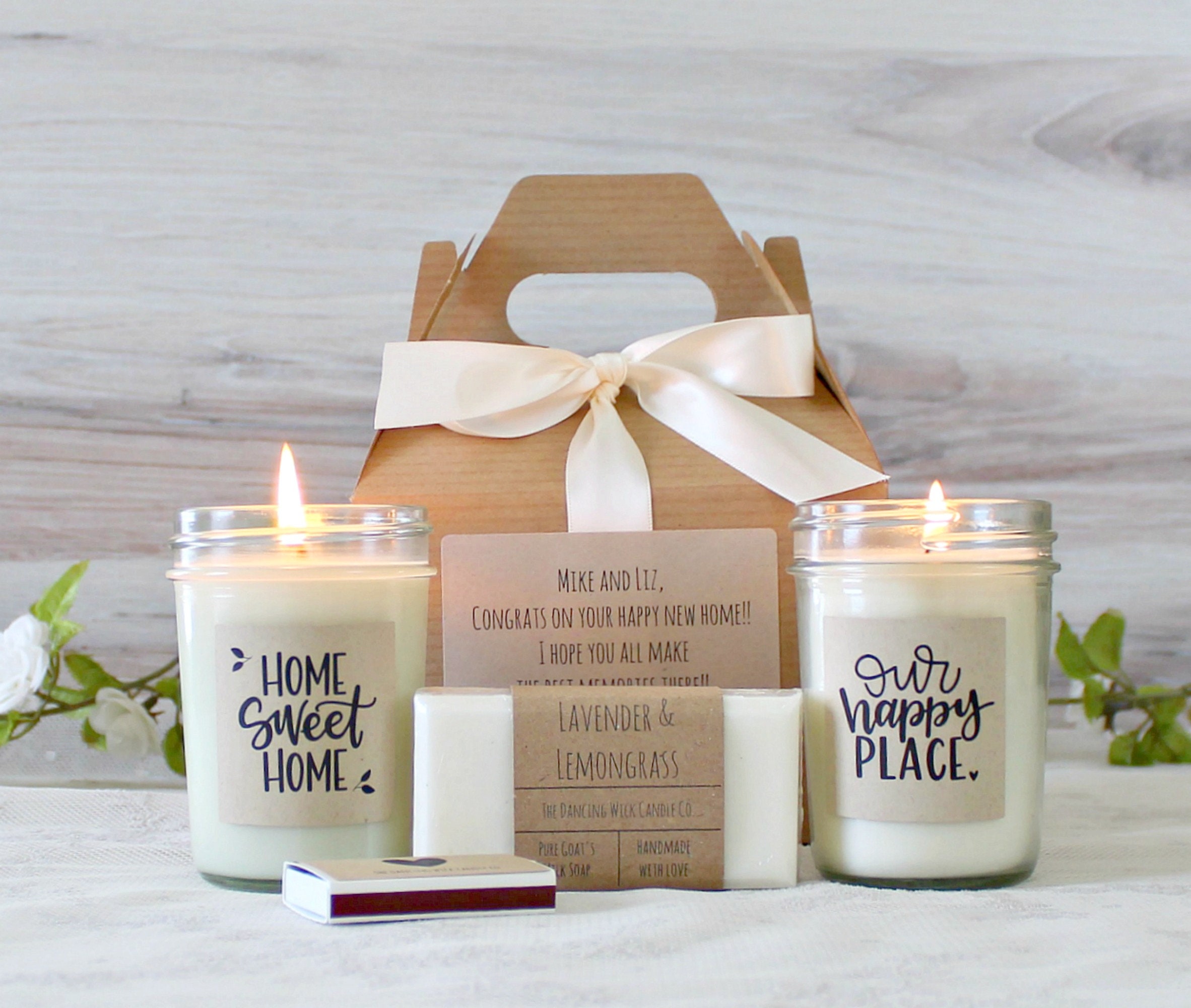 New Home Gift | Homeowners Gift Box | Real Estate Housewarming Gift Box |  with Succulent, Candle, Raw Honey, Handmade Soap, Flower Seeds