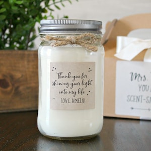 Thank you for shining your light in my life / 16 oz. Personalized Candle / Teacher Gift Candle / Nurse Thank you gift / Gift for Friend image 1