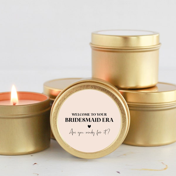 Bulk Bridesmaid Proposal Gift / Soy Candle / Small Bridesmaid Gift / Welcome to your Bridesmaid Era / Unique / Will you be my /Maid of Honor