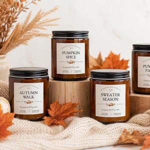 Fall Soy Candle | Choose Your Scent | Cozy Autumn Candle for Home | Pumpkin, Apple, Spice & Bakery Scents |  Brown Jar | Fall Decor