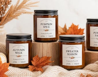 Fall Soy Candle | Choose Your Scent | Cozy Autumn Candle for Home | Pumpkin, Apple, Spice & Bakery Scents |  Brown Jar | Fall Decor
