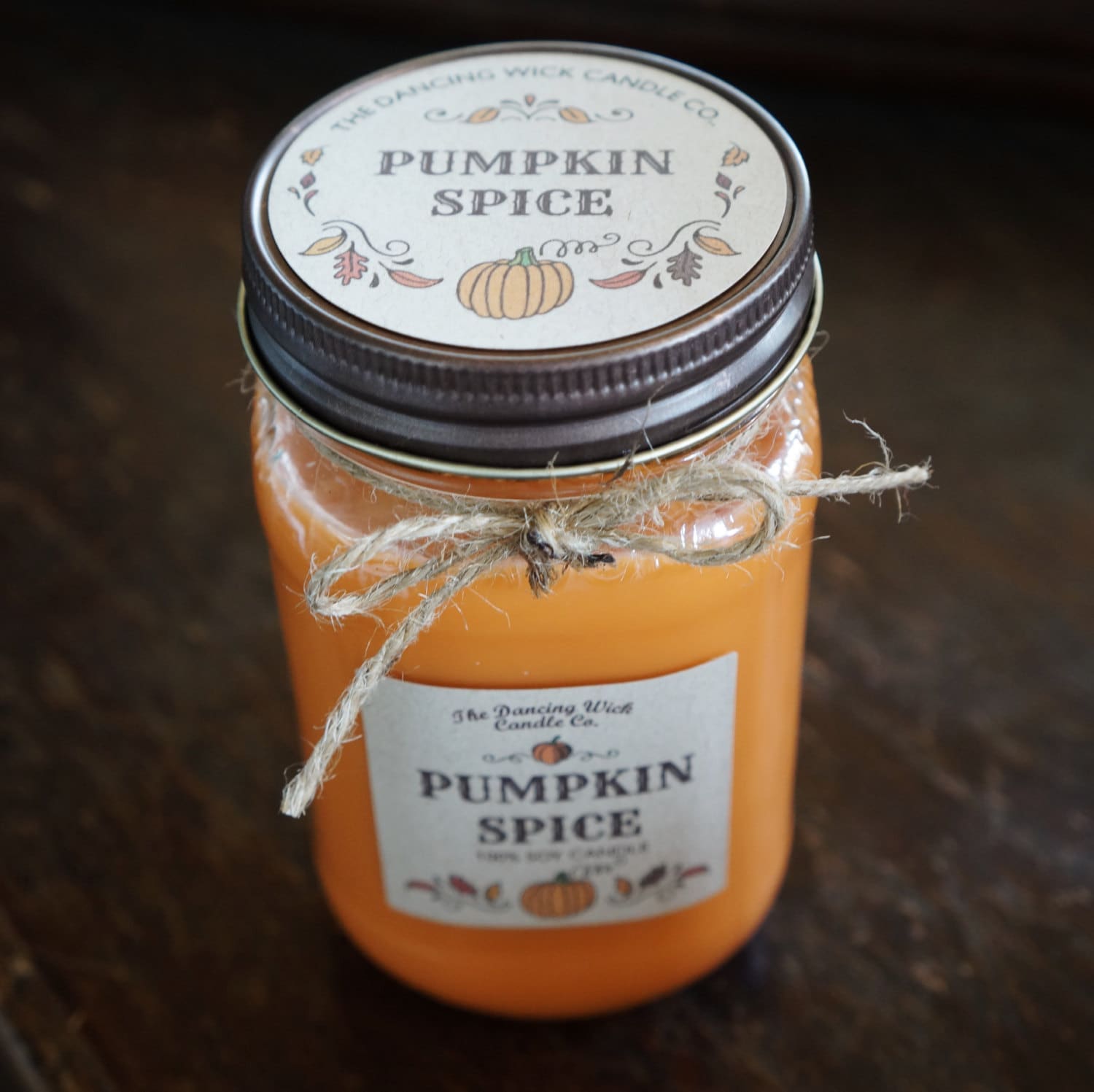 Pumpkin Spice Pure Soy Candle //large Pint 16 Oz.// Half Pint Etsy