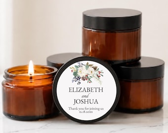 Winter Wedding Favors | Personalized Candle Favors | Bridal Shower Favors | Mini Soy Candles in Sets of 10 | Optional Matching Matchboxes