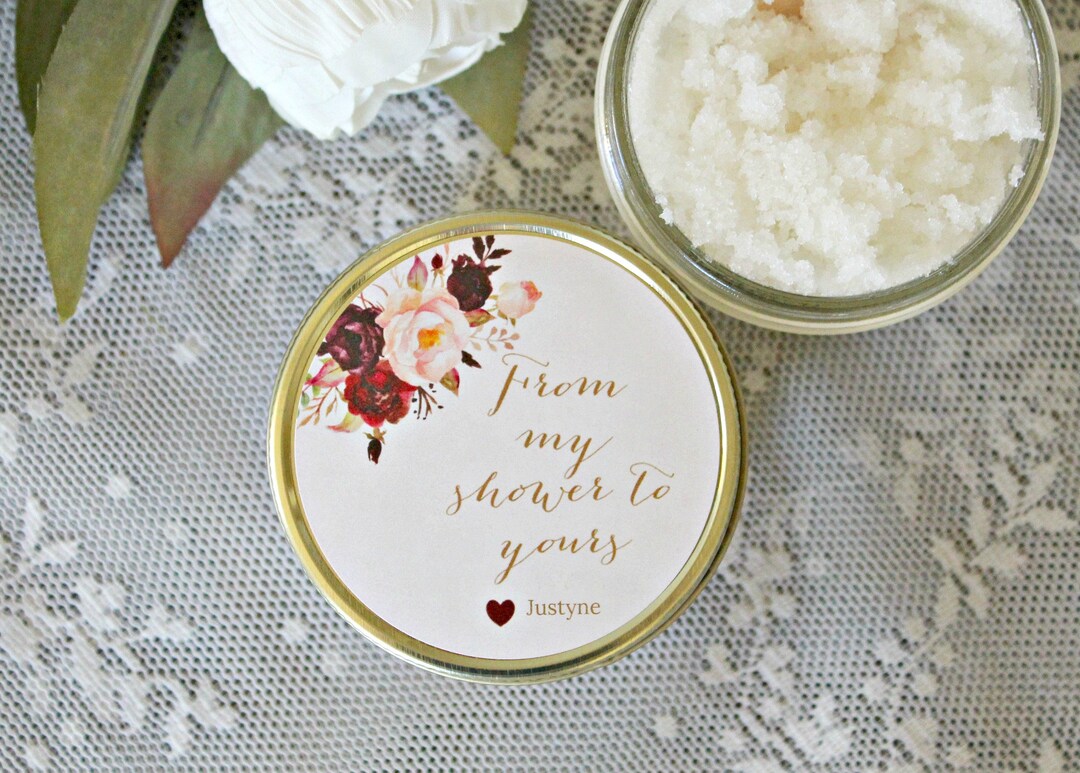 Burgundy & Blush Bridal Shower Favor / Personalized 4 Oz Sugar Scrubs ...