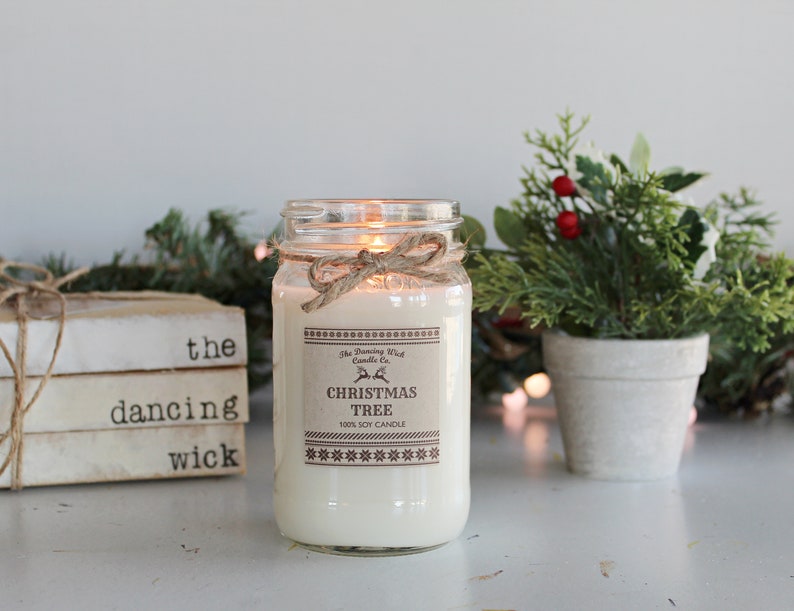 Winter Candle//Christmas Candle//Soy Candle//Choose Your Scent//16 oz Candle/Half Pint Mason Jar Candle//Gift Candle//Sweater Candle image 10