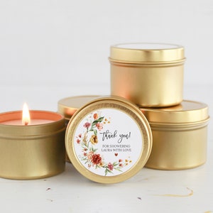 Fall Wedding Favors for Guests / Set of 10 Candle Favors / Wildflower Candle Favors / Personalized Wedding Favors Rust, Terracotta, Burgundy