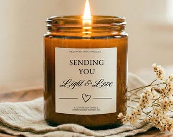 Sending Light & Love Candle, Thinking of You Sympathy Gift for Her, Grief Support | Scented Soy Candle | Brown Jar Style