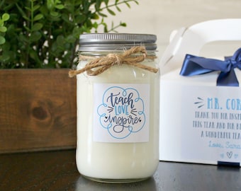 Teach, Love, Inspire Teacher Gift  Candle / Personalized Teacher Gift / 16 oz. Candle  / Gift For Teacher / Candle with box Gift