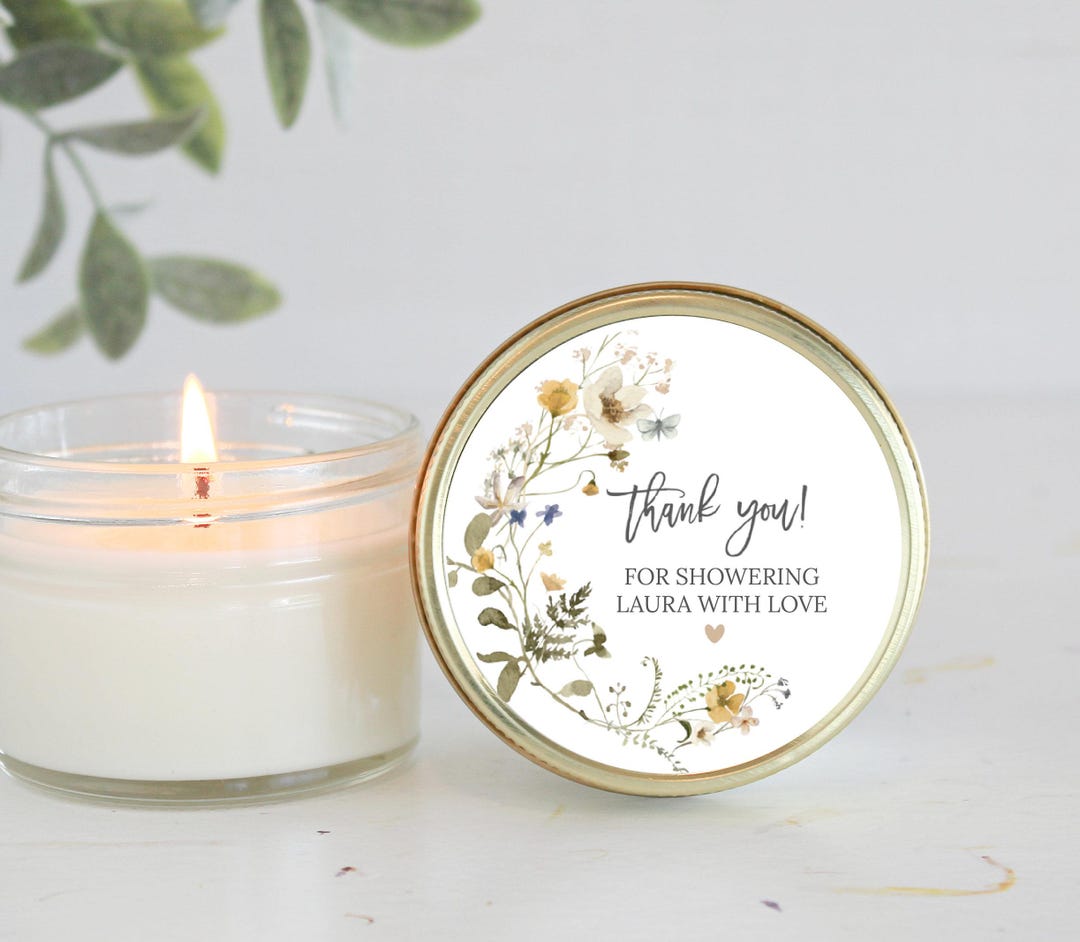 Wildflower Bridal Shower Favor Candles / Personalized 4 Oz. Soy Candle ...