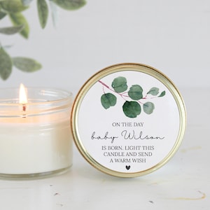 Personalized Greenery Baby Shower Candle Favors (4oz)