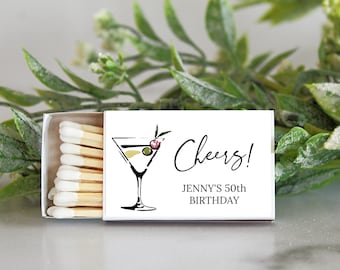 Cajas de cerillas para fiestas de cumpleaños de adultos / Personalizadas / Juego de 10 / ¡Salud! / Dirty 30 / 50.º cumpleaños / 21.º cumpleaños / Recuerdos de fiesta / Bebida