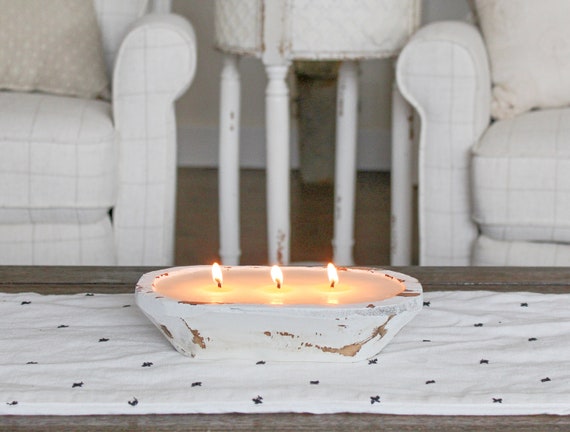 Dough Bowl Candle / 3 Wick Wood Bowl Candle / Bread Bowl Candle