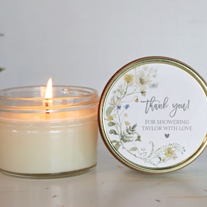 Wildflower Bridal Shower Favor Candles / Personalized 4 Oz. Soy Candle ...