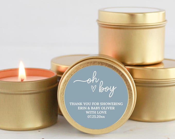 Personalized Spring Oh Baby Candle Favors – Set of 10 - Custom Baby Shower Gifts for Guests - Oh Boy, It’s a Girl & Twin Designs