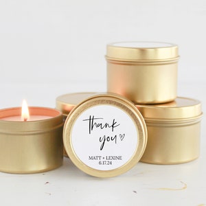 Minimalist Wedding Favors / Set of 10  BULK Candles for Guests / Custom Candle Gift /  Wedding Favors Personalized / Gold Tin / Silver Tins