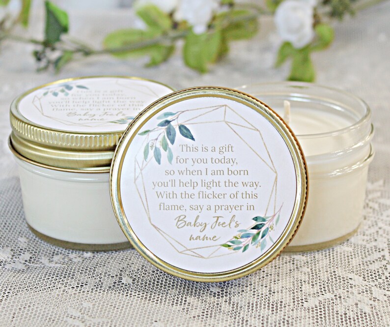 Greenery Baby Shower Poem Candle Favor / 4oz Candle Favors / - Etsy