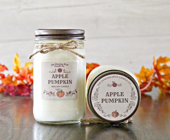 Apple Pumpkin Candle / Pure Soy / Fall Candle / Apple Candle / Autumn  Candle / Handpoured / Mason Jar Candle / Scent Soy Candle 