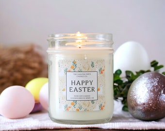 Happy Easter Candle / Easter Basket Gift / For Teen / Hostess Gift / Easter Decor / Easter Bunny / Scented Candle / Gift For Her /Soy Candle