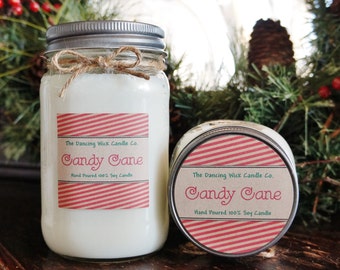 Christmas Candle//Holiday Candle//Candy Cane Pure Soy Candle//Holiday Gift//Candle Gift Set//Christmas Spa Gift Set/Holiday Gift Set