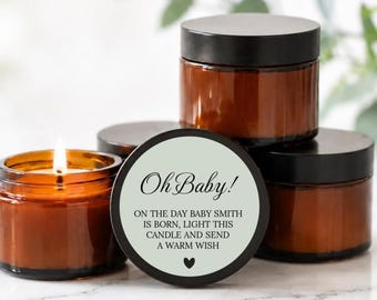 Baby Shower Candle Favors | 1 oz & 2 oz Mini Soy Candles | Oh Baby Custom Guest Bulk Favors in Sets of 10 | Scent of Choice | Brown Glass