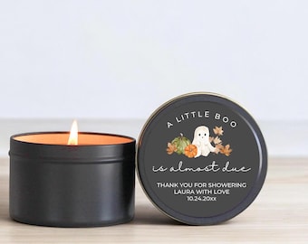 Personalized Little Boo Baby Shower Candle Favors: Halloween Ghost Design, Set of 10
