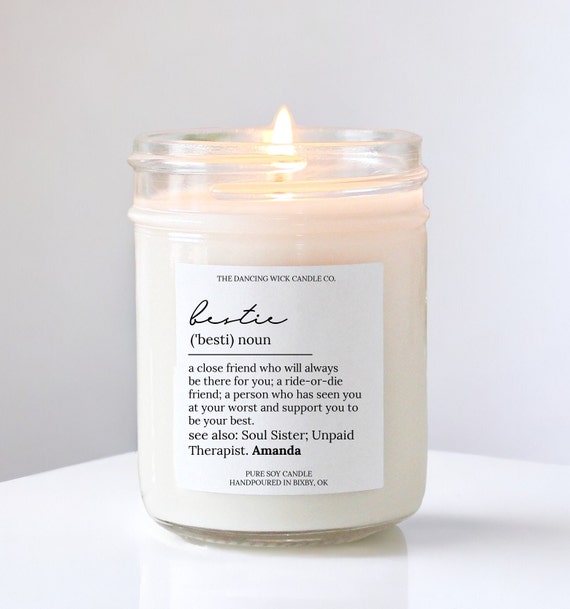 Best Friend Candle / bestie noun / Personalized Soy Candle  / Friendship Gift / Girl Best Friend / Birthday Gift / Custom Candle