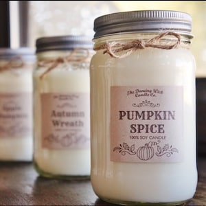 Fall Candle / Pure Soy / Autumn Candle / Fall Decor / Container Candle//Mason Jar Candle//16 oz. Candle/ 8 oz. Candle/Hand Poured/ Dye Free