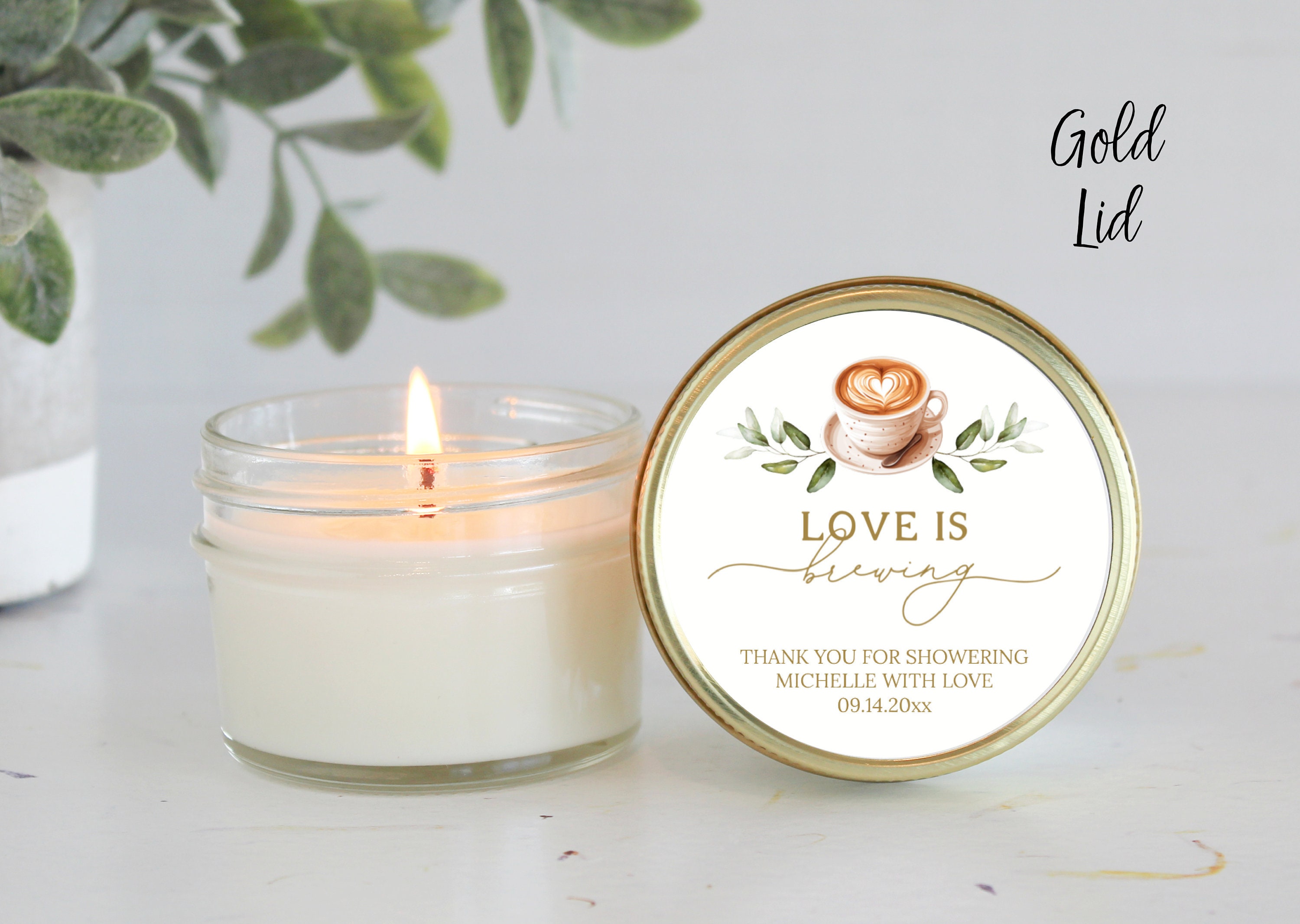Love is Brewing / Candle Favors / Bridal Shower Favors / Personalized 4 ...