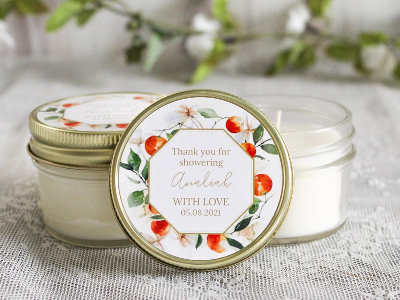 Citrus Bridal Shower Favor / Personalized 4 Oz. Soy Candle Favors ...