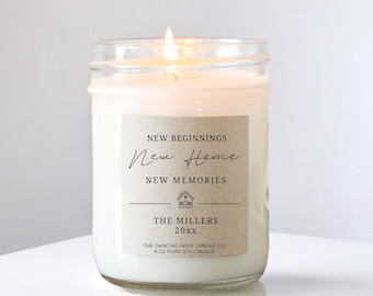 Personalized New Home, New Beginnings Soy Candle | Housewarming Gift | Closing Gift for Realtors