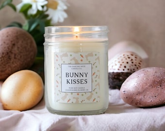 Bunny Kisses Candle / Easter Basket Gift / For Teen / Hostess Gift / Easter Decor / Easter Bunny / Scented Candle / Gift For Her /Soy Candle