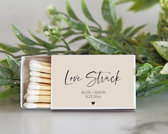 Love Struck Personalized Matches / Set of 10 / Wedding Favors / Reception Favors / Bridal Shower / Engagement Party Favors