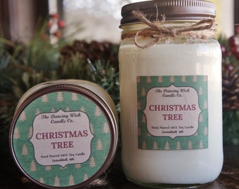 Christmas Tree Pure Soy Candle//Holiday Candle//Rustic Christmas Gift//Christmas Decor//Mason Jar Candle//Christmas Tree Decor/Candle Gift