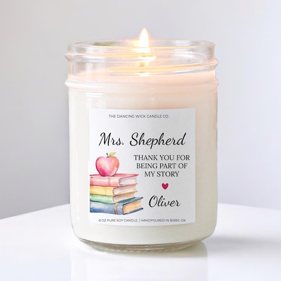 Personalized Teacher Appreciation Gift | Thank You Candle | End of Year Preschool Daycare Gift | Custom Name Candle | Coach Nanny Gift