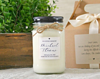 Memorial Candle / In loving Memory / Condolence Gift / Sympathy Gift /  Personalized Name Candle /  Loss of Loved One / Scented Candle