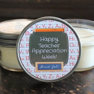 Teacher Appreciation Gift / Personalized 4 oz. Candle Favors / Teacher Gift Favor / Soy Candle Favors / Gift for Teacher//Teacher Gifts