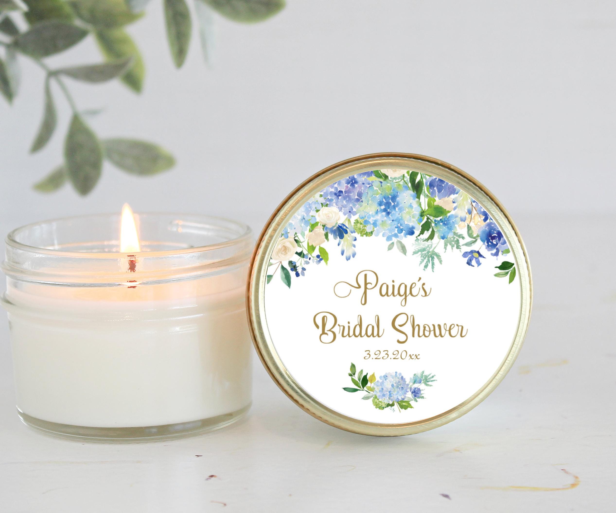 Hydrangea Candle Favors / Sugar Scrub Favors / Bridal Shower Gifts for Guest in Bulk  / Personalized 4 oz favors Something Blue Before I Do