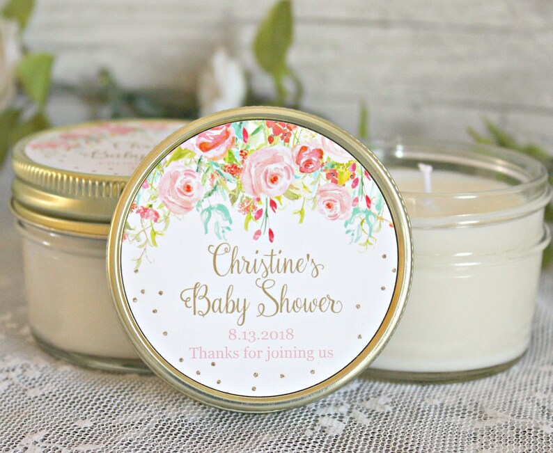 Girl Baby Shower Favor Set Of 12 4 Oz Candle Favors Gold Etsy Girl Baby Shower Favor Set Of 12 4 Oz Candle Favors Gold Etsy
