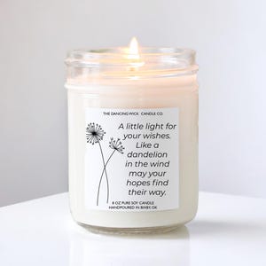 Dandelion Wish Candle Gift | Encouragement Candle for Friend | Thinking of You Gift | Inspirational Soy Candle | Mental Health Gift
