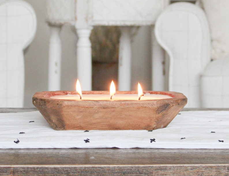 Dough Bowl Candle / 3 Wick Wood Bowl Candle / Bread Bowl Etsy